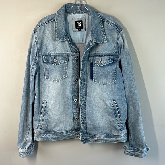 CR7 Blue Shadow Patch Trucker Jacket Size XL - Picture 2 of 16